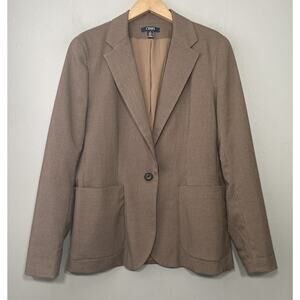 Chaps Blazer Womens Size 12 Brown Houndstooth Jacket Academia Country Heritage